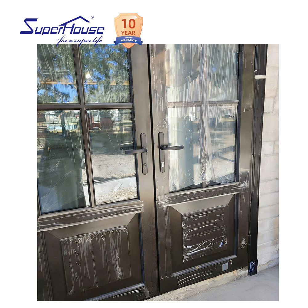 Thermal Break Aluminum French Patio Entry Door,Tempered Double Glass Sound Insulation Custom Curved Arched Front Door