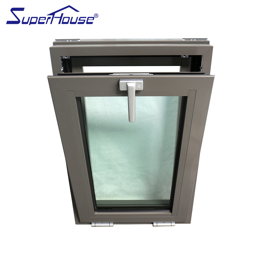 Superhoue NFRC Certification High Quality Heavy Duty Double Tempered Glass Black Aluminum Tilt and Turn Window