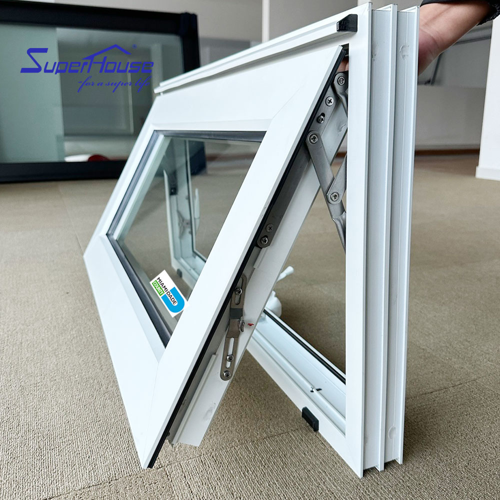 Commercial Aluminum Awning Window American Crank Window Double Glazed Glass Soundproof Rainproof Custom Color For Restaurant