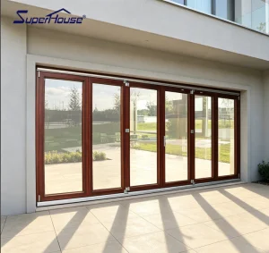 Wood Grain Aluminum Folding Patio Door