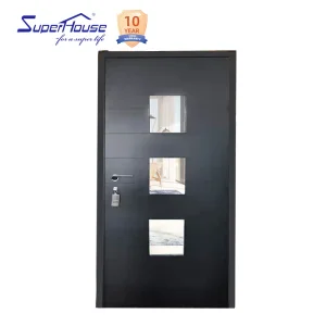 Superhouse NFRC Certificated Hot Sale Factory Customized Modern Black Pivot Door Exterior Entrance Metal Pivot Door