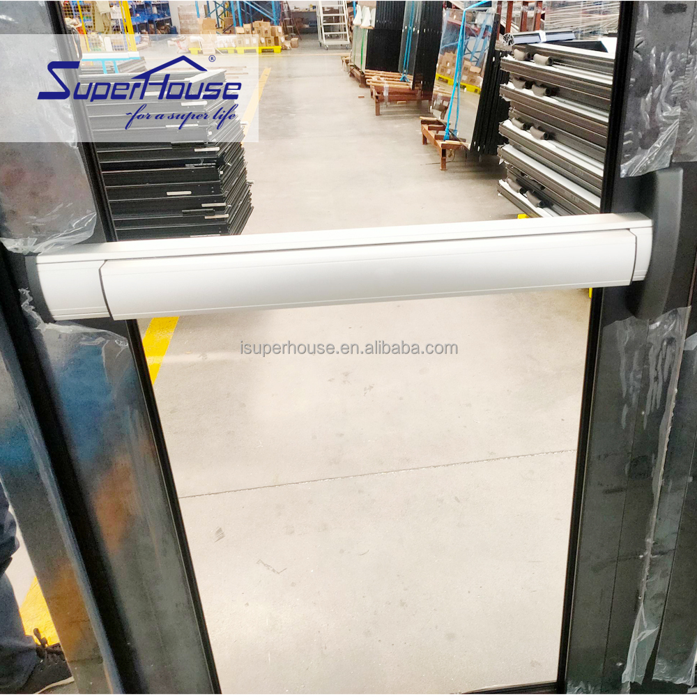 Commercial Building Can Be Adapted Automatic Alarm Device Aluminum Fire clear Glass Panic bar Escape Door