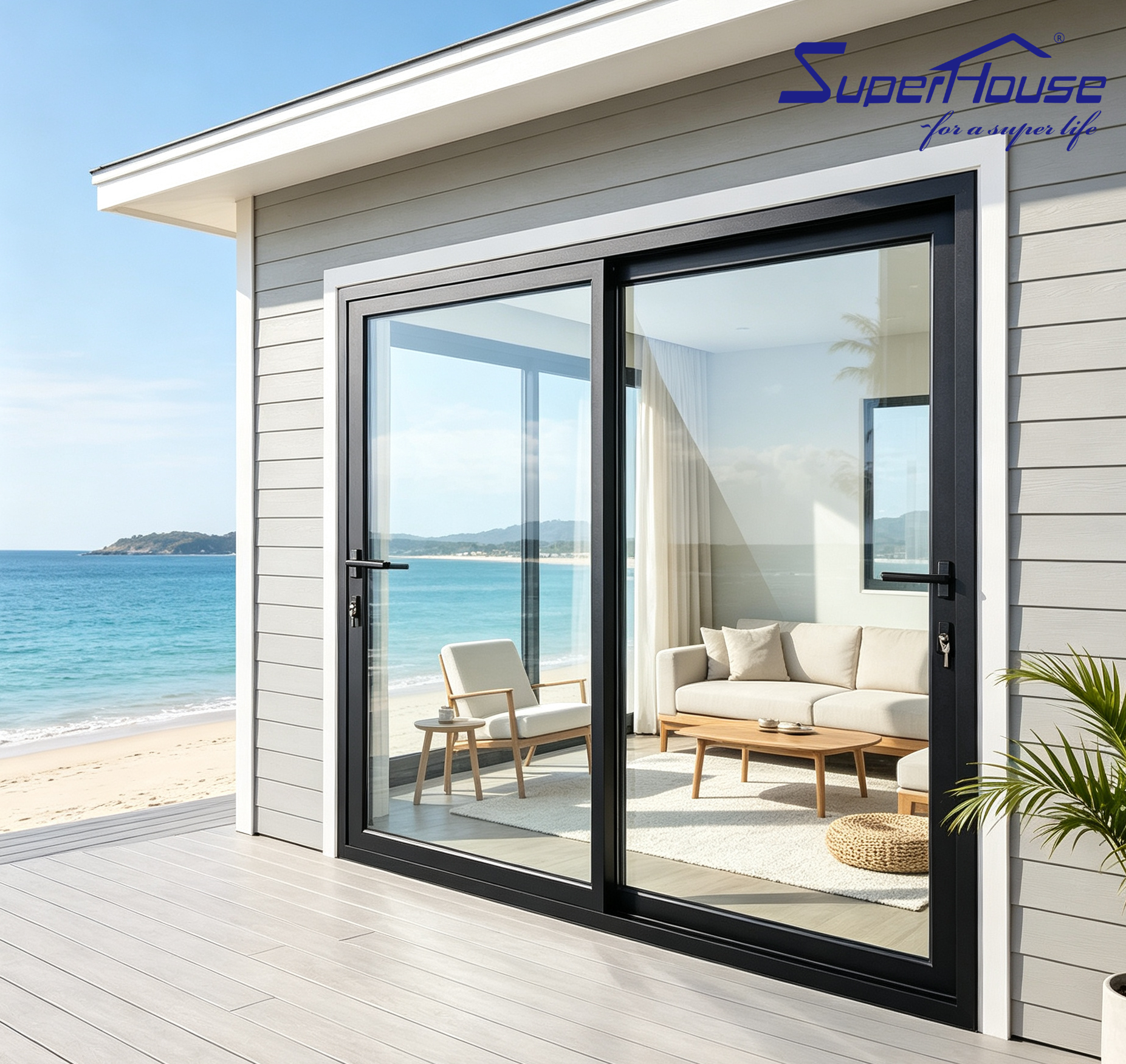 USA Miami Coastal Hotel Project Use NOA Sliding Door with Multi Tracks Big View Weather Insulted Impact Door for FL