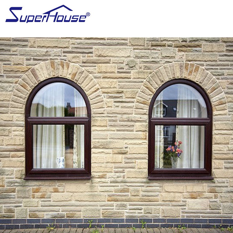 Residential  Miami-Dade NFRC Certified Hurricane Proof Aluminum Arched Decorative Glass Window Energy Saving for Villa Exterior