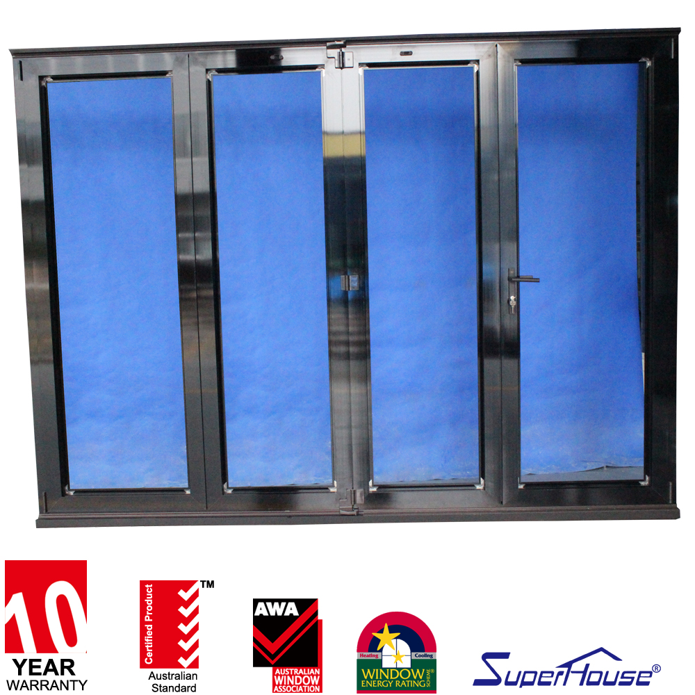 Hurricane Impact Aluminum Folding Door Commercial Store Front Door, German Hardware D Type Handle, Corrosion Resistant Rustproof