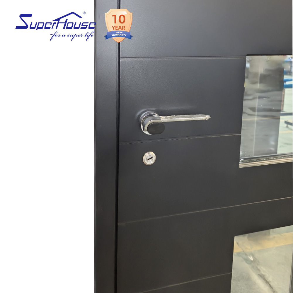 For Superhouse Custom Modern Design Aluminum Glass Home Security Front Door Entry Door Fiberglass Screen Netting Aluminum Alloy