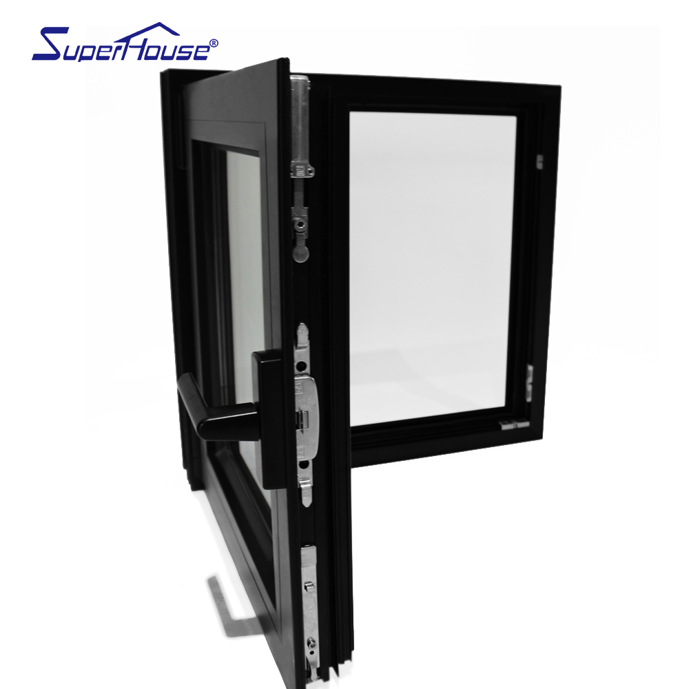 Commercial Restaurant Aluminum Casement Window Double Glazing Multi Point Lock Windproof Heat Insulation Aluminum Swing Window