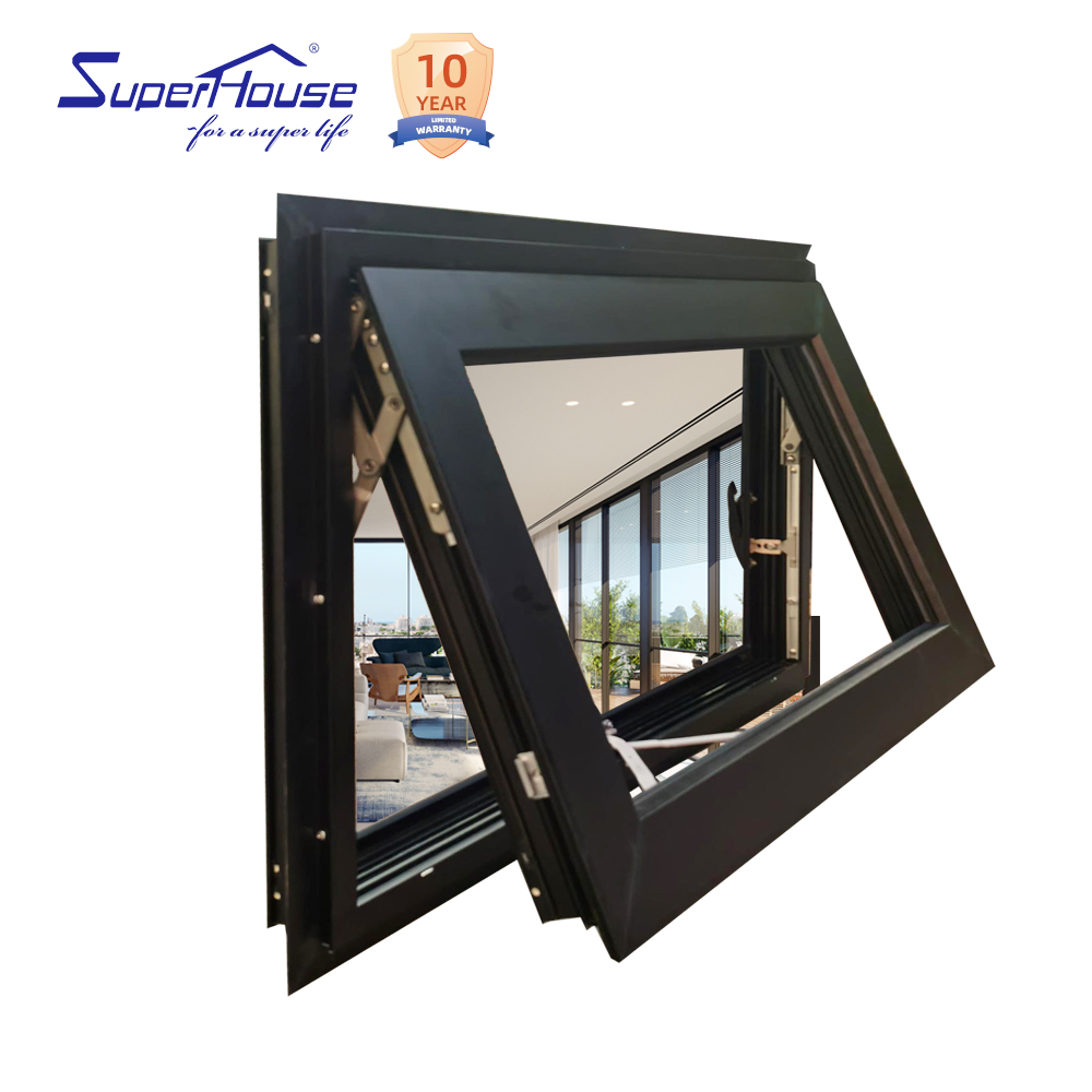 NFRC Crank Awning Window Aluminum Alloy Germany Hardware Handle Multi Point Lock Anti Burglar Heat Insulation Energy Saving