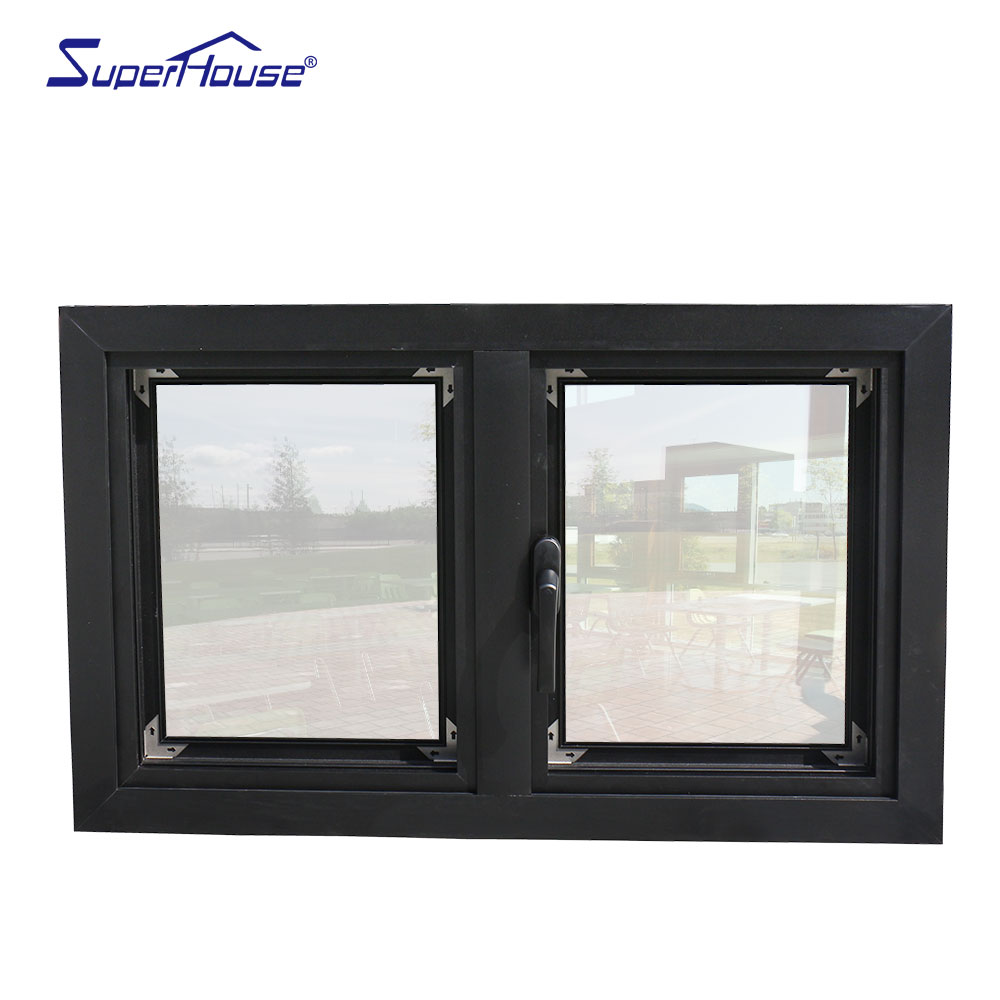 Superhouse Thermal Break Swing Opening Soundproof Waterproof for House and Villa Black Aluminum Tilt and Turn Window