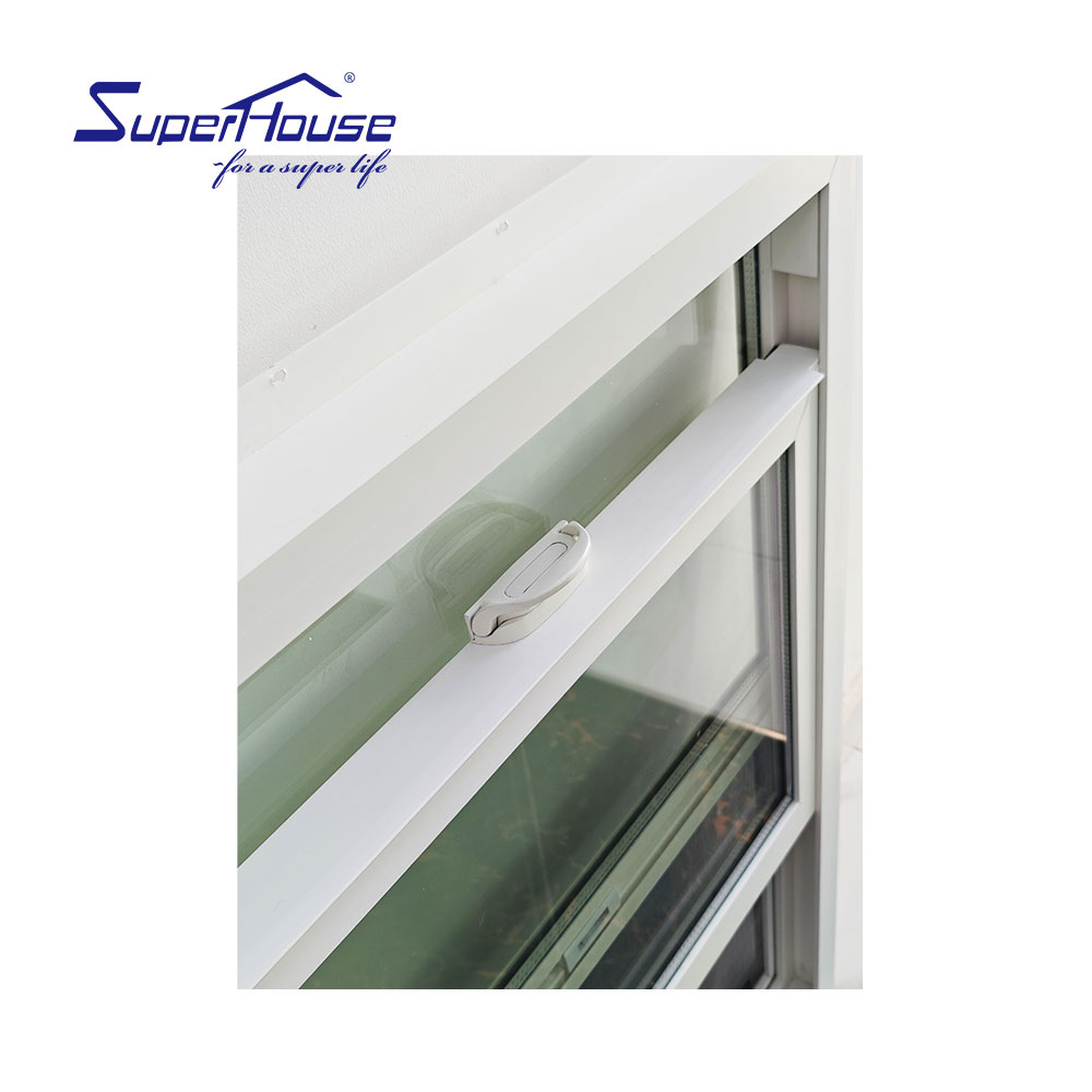 Superhouse Upvc Single Hung Window Double Insulated Glass Heat Insulation Waterproof Vertical Sliding Window Residential House