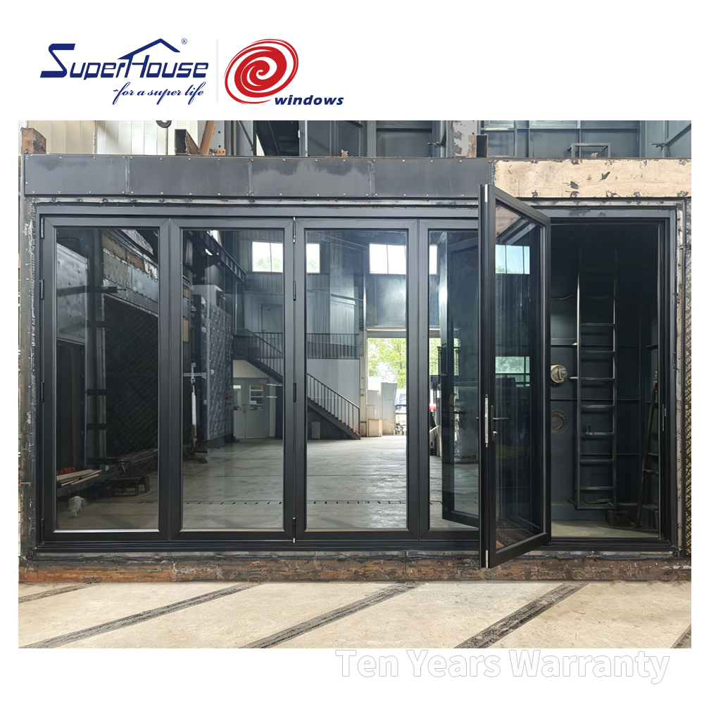 Superhosue Bulletproof Double Glazing Exterior Accordion Doors with Locks