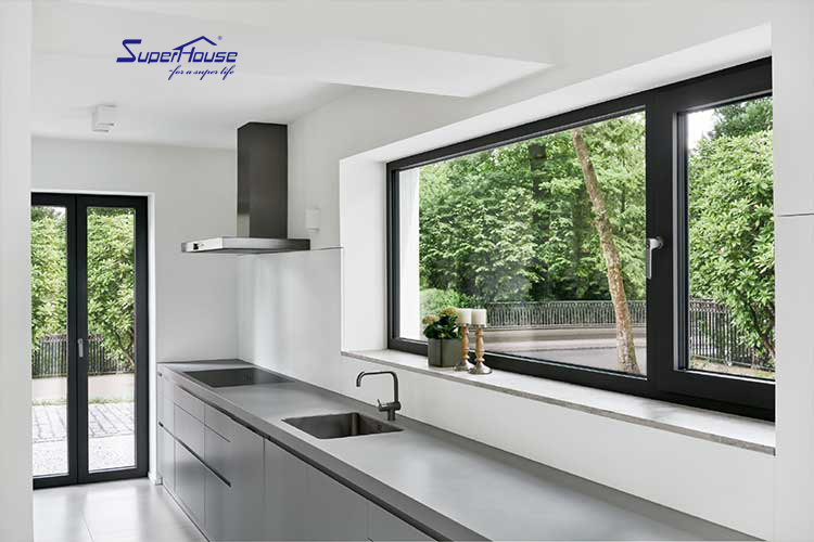 Thermal Break Aluminum Casement Fixed Window NFRC Certified Double Glazed Low-E Glass Thermal Insulation for Kitchen Living Room