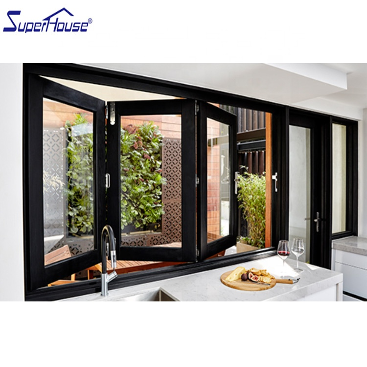 NFRC Impact  Aluminium Bi Folding Window Aluminum Frame Tempered Glass Window Balcony Window for House