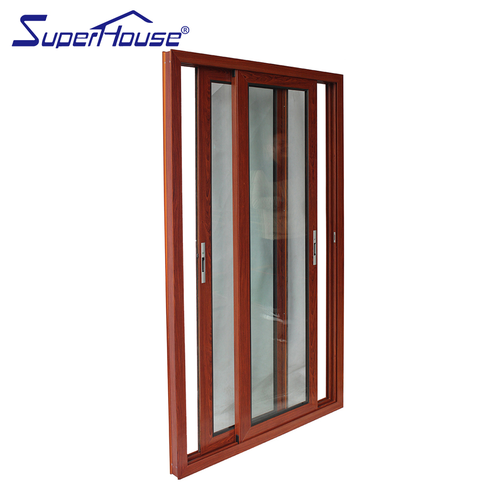 Superhouse NFRC Moden Slim Frame Aluminum Double Glazed Tempered Glass Patio Sliding Door Hurricane Impact Sliding Patio Doors
