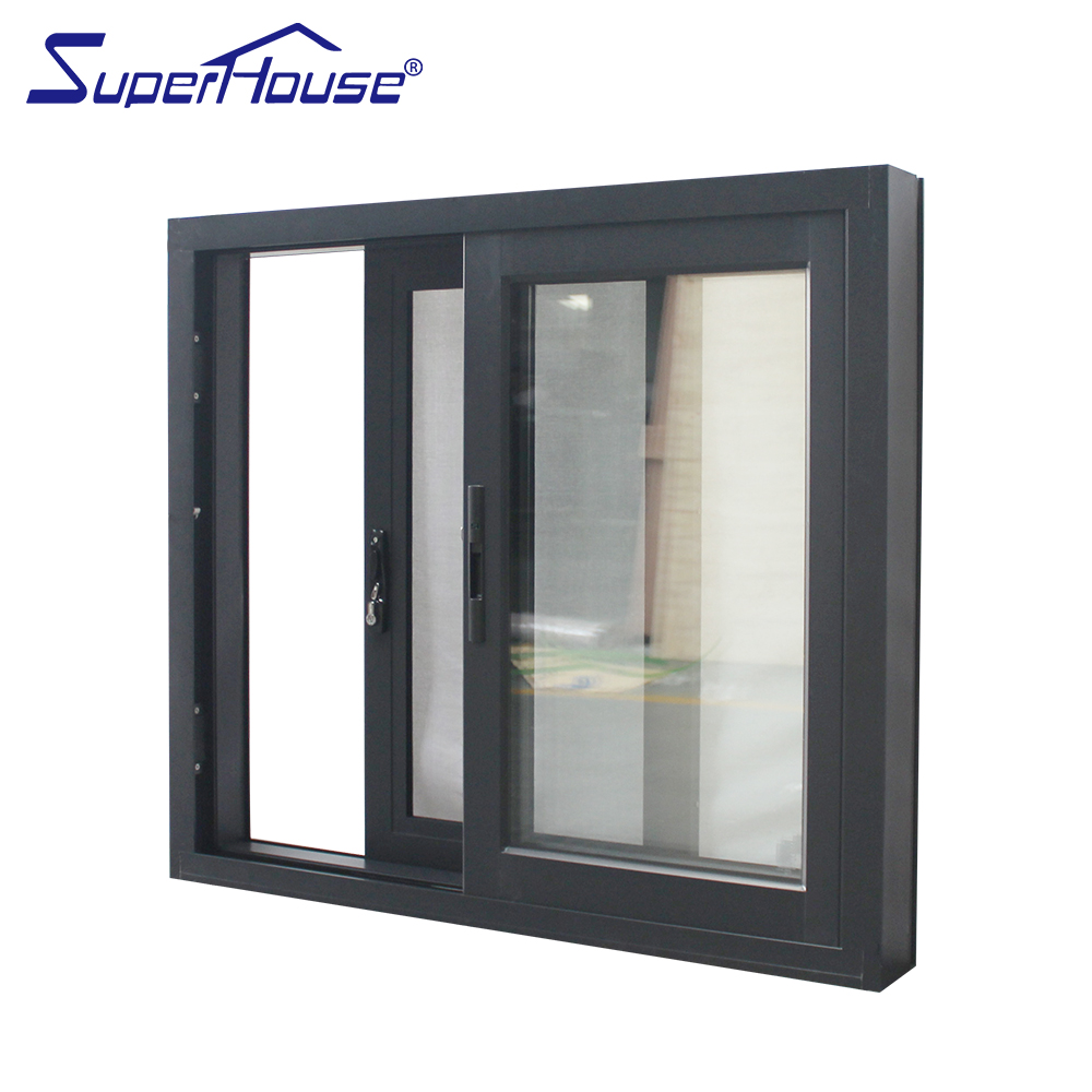 Aluminium Black Sliding Windows Horizontal Window From China With Fly Screen Mosquito Net