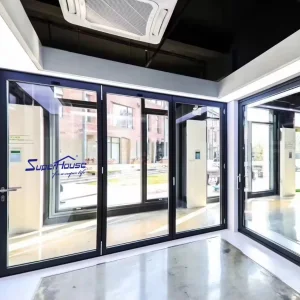 Modern Trackless Sliding Glass Door Thermal Break Aluminum Profiles Double Glazing Tempered Glass Smooth Operation Low Hotel
