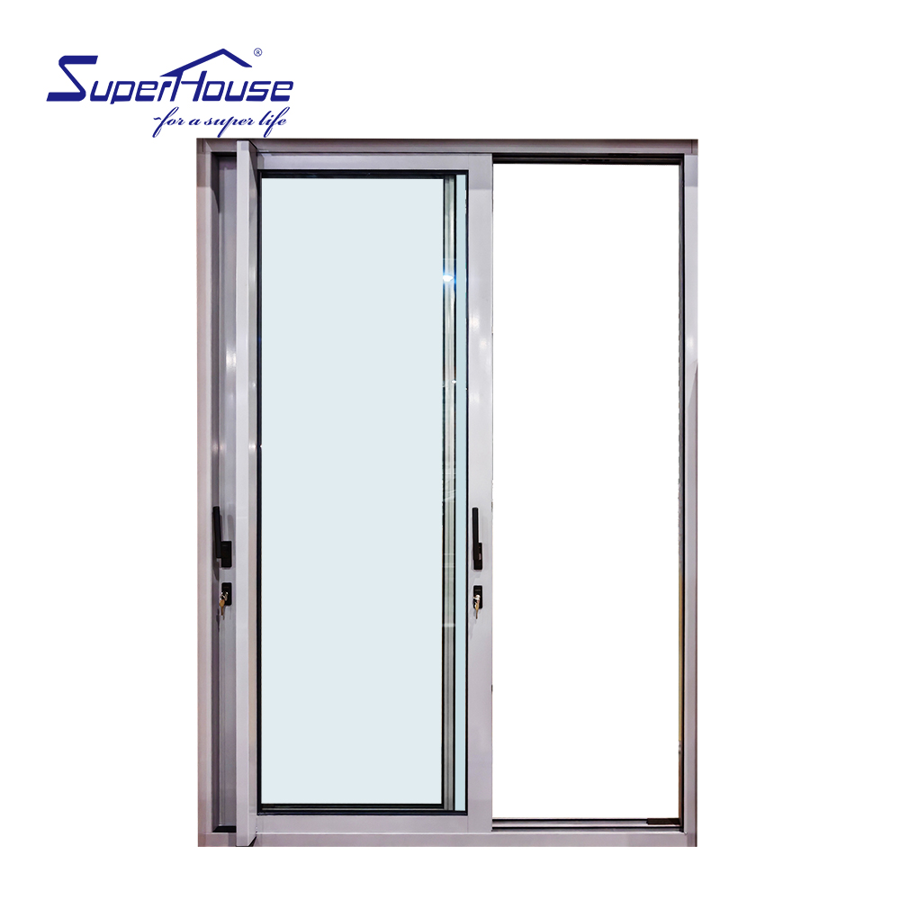 Customized Size Sliding Doors Double Tempered Glass Aluminum Doors Heat Insulation Energy Efficient Balcony Sliding Patio Door