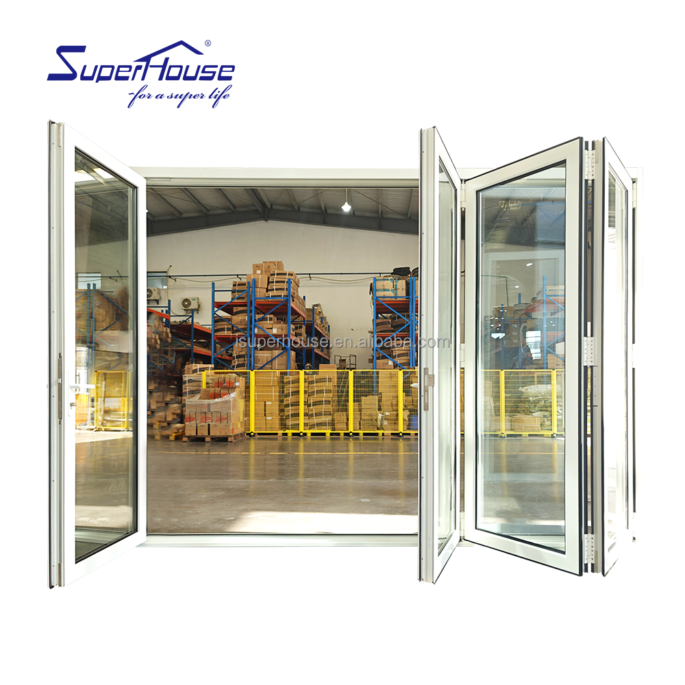 Hurricane Impact Aluminium Accordion Bifolding Doors Fold Door Tempered Glass Folding Door Can Be Casement Open
