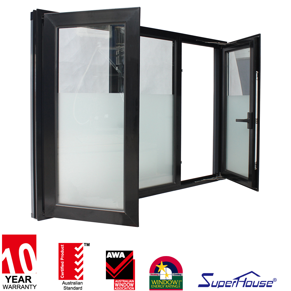 Miami Certified Aluminum Casement Window Hurricane Impact Laminated Insulated Glass Mosquito Folding Screen Salt Spray Resistant