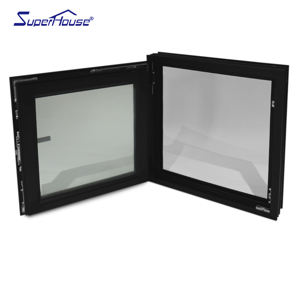 Commercial Restaurant Aluminum Casement Window Double Glazing Multi Point Lock Windproof Heat Insulation Aluminum Swing Window