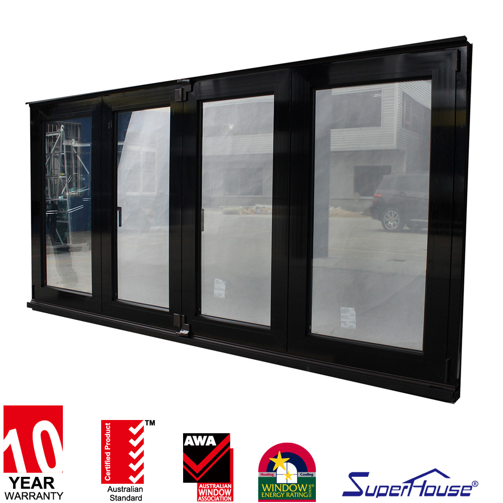 Factory Wholesale Luxury Full Glass Aluminum Alloy  Folding Window Custom Size for Patio Exterior