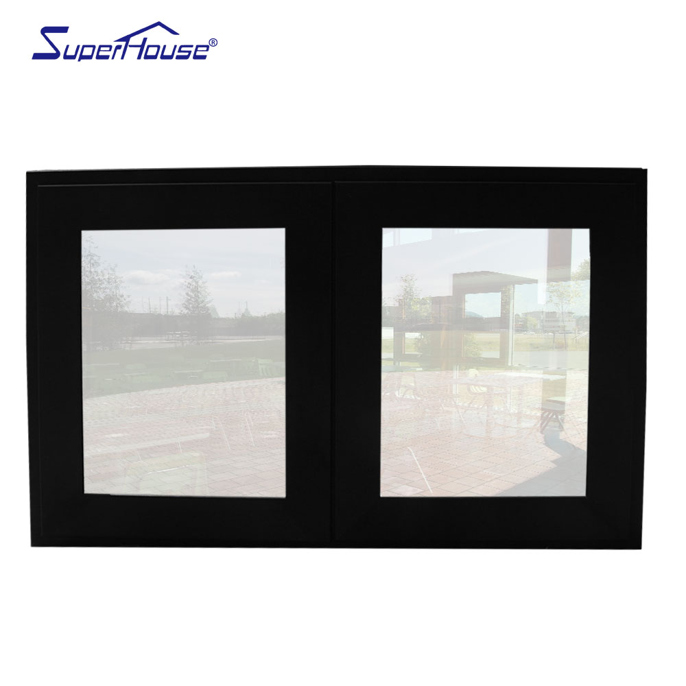 Superhouse Thermal Break Swing Opening Soundproof Waterproof for House and Villa Black Aluminum Tilt and Turn Window