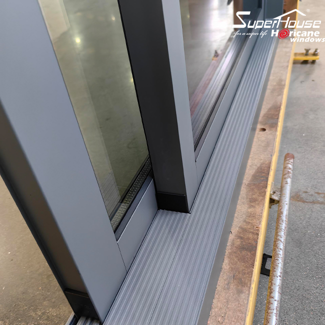 6 Panel Glass Sliding Patio Door European Standard 3-Track Door Powder Coated Aluminum Wood Sliding Window and Door