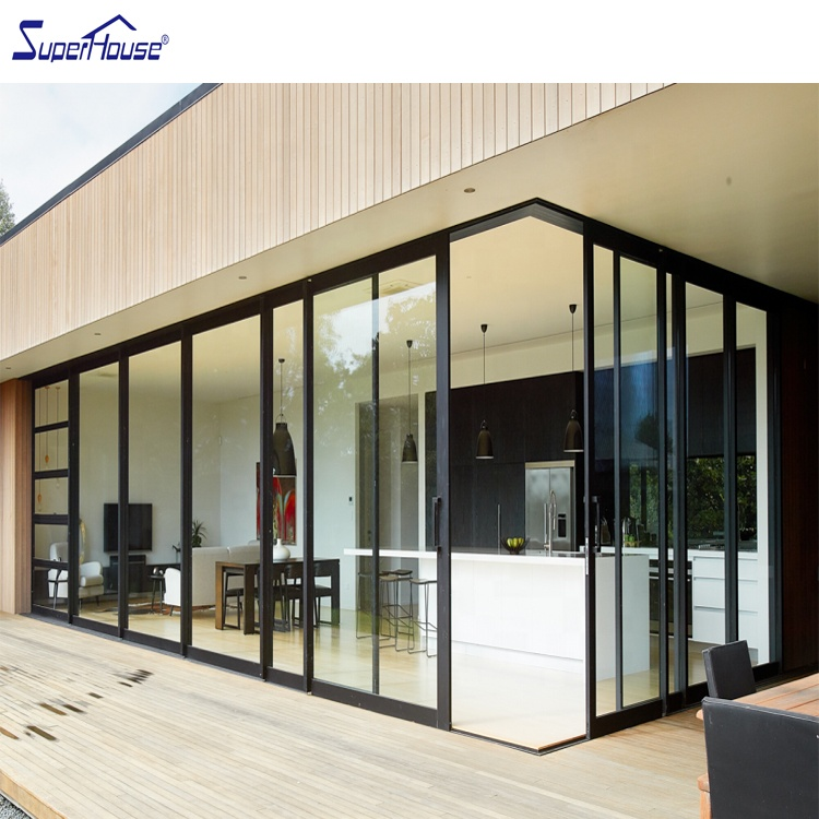 California HOT NFRC Slim Design  Windproof Doors Mordern Style Aluminum Sliding Door for Villa