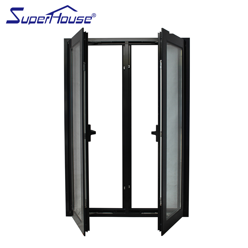 NOA Hurricane Certified Thermal Break American Window Big Glass Panel Aluminum Swing Casement Window with Retractable Mesh
