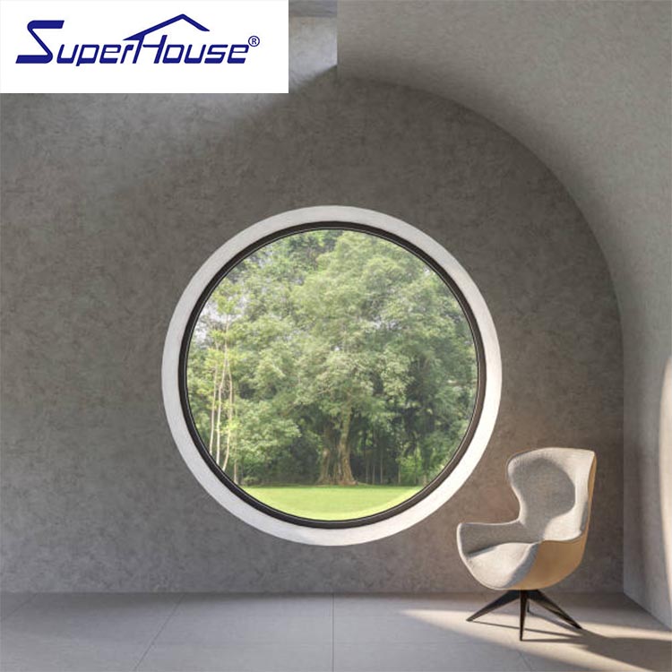 Factory customized USA standard shaped fixed window aluminum double glazed arched round circular triangle window for villa house