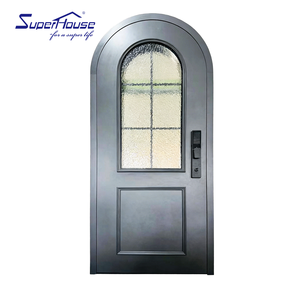 Superhouse Impact Resistant Glass Hinge Door Smart Lock Security Patio Modern Aluminium Front Entry Doors Custom Color