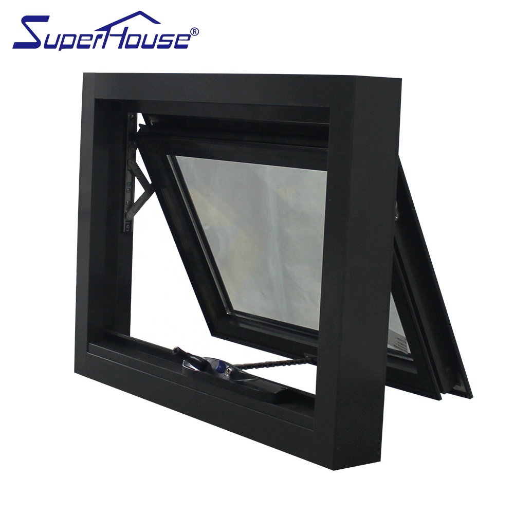 Commercial Florida Certified Crank Awning Window Hurricane Impact Multi-point Lock Waterproof Windproof For Apartment Projects