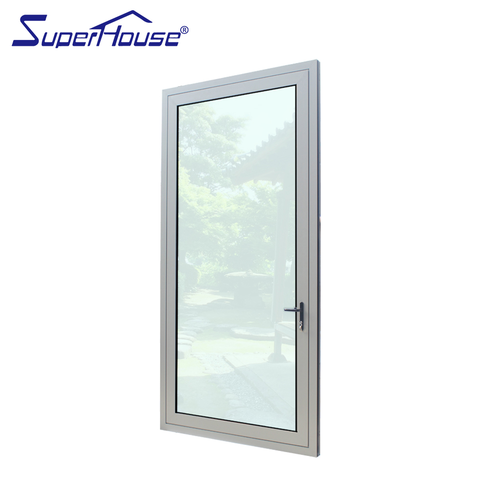 Superhouse Simple Design for Bathroom Kitchen Tempered Glass Patio Casement Swing Door White Aluminium Hinged Door