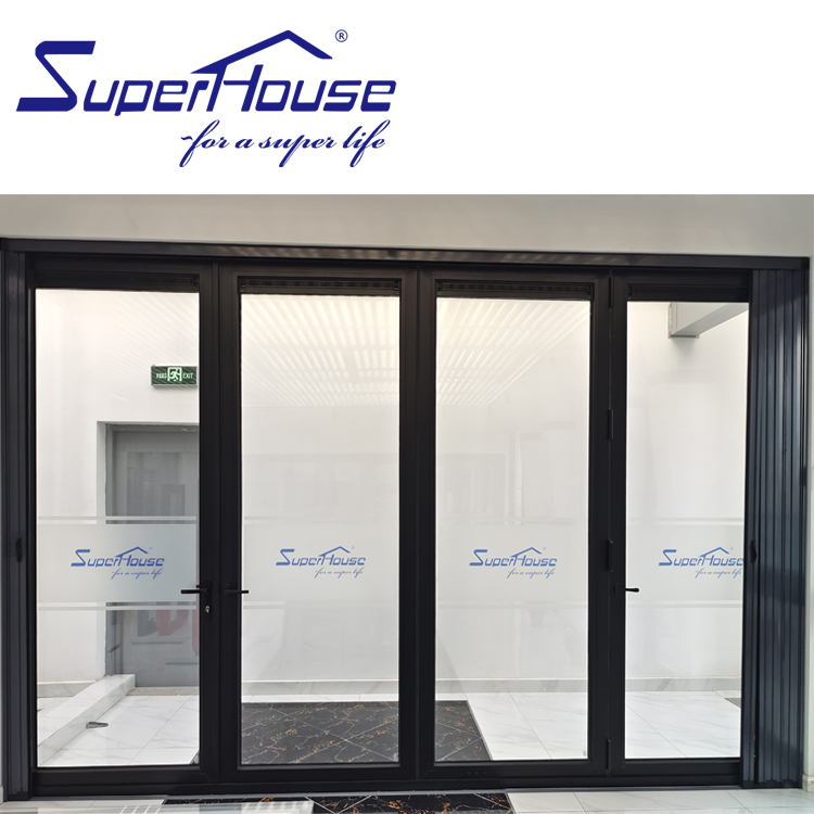 Accordion Style Door Aluminum Window Frame Double Glass Soundproof Folding Door with Screen Anti Mosquito for Luxury House