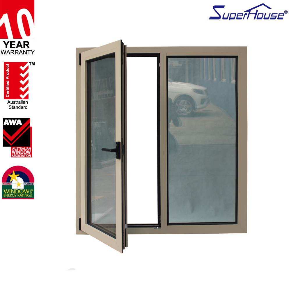 Superhouse Modern Design Triple Glass NOA Certificated Hurricane Impact Resistant Aluminum Tilt and Turn Window