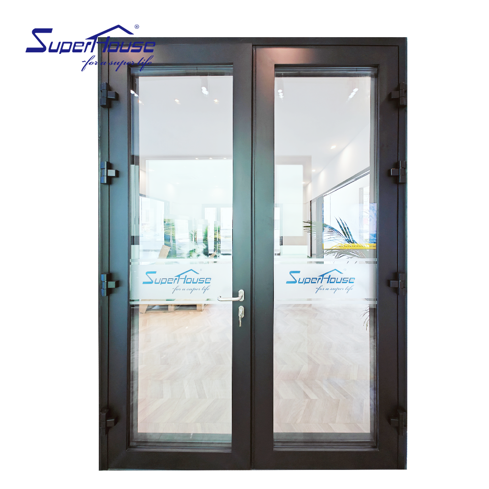 Customized Senior Aluminum Impact Rate Insulated Low Iron Super clear Tempered clear Glass Continuous Hinges Front Door