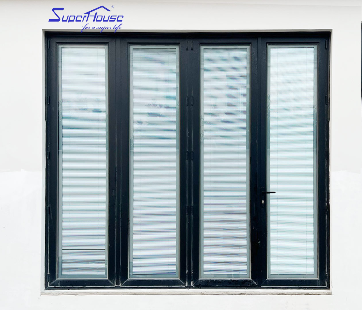 Superhouse New Design for Villa and Hotel High Quality  Double Glazed Tempered Glass Aluminum Balcony Bi-folding Door