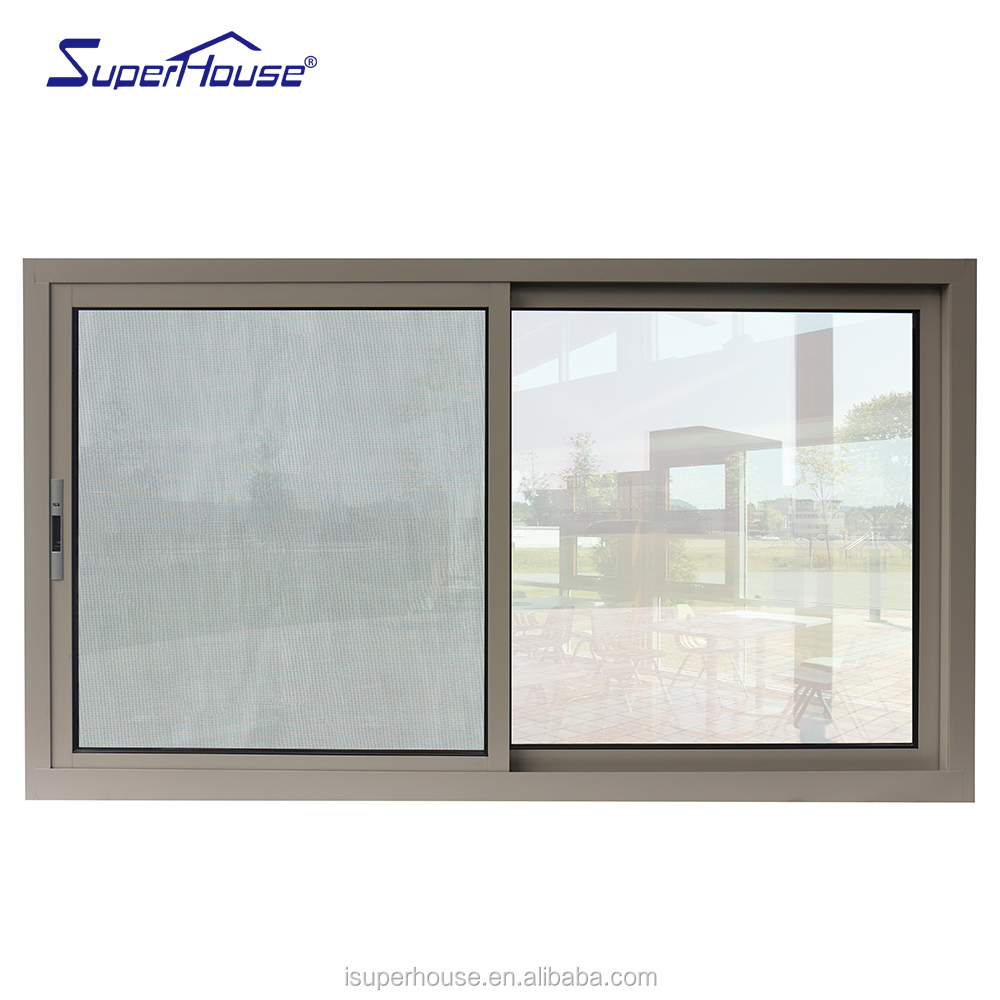 NOA Hurricane Rated Impact System Modern Villa Aluminum Sliding Windows with Double Tempered Impact Glazing and Golden Finish