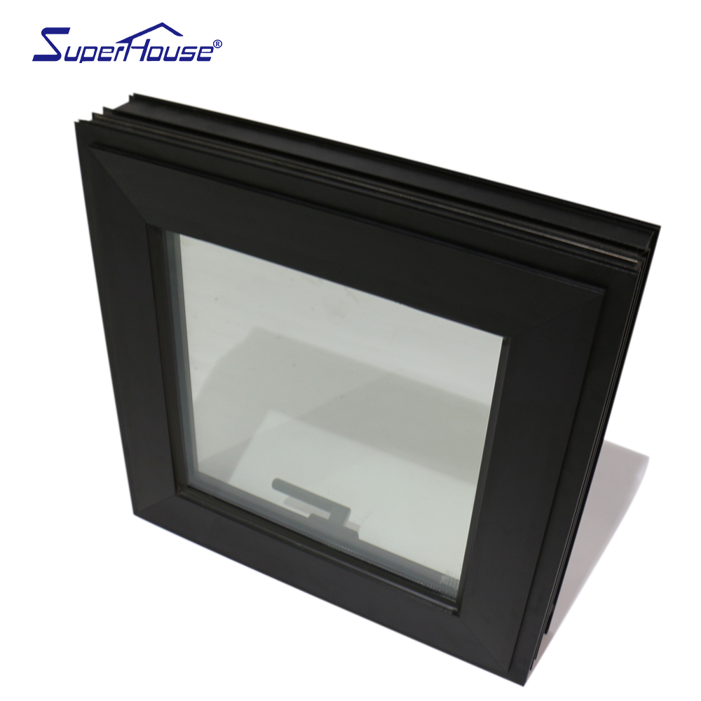 Florida Certified Hurricane Proof Awning Window Black Frame Laminated Insulated Glass Bullet Proof  for Kitchen Bathroom