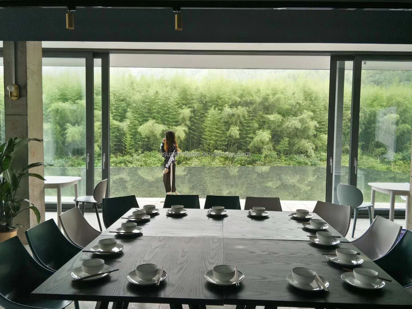 Hurricane Impact Aluminium Accordion Bifolding Doors Fold Door Tempered Glass Folding Door Can Be Casement Open