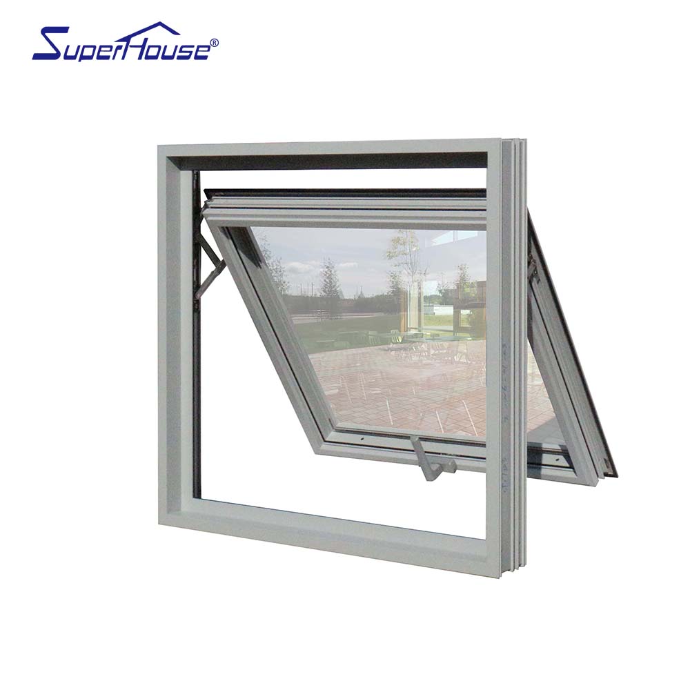 Superhouse Leading Manufacture Waterproof Good Sound Insulation  windows Double Tempered Glass Swing Aluminum Awning Window