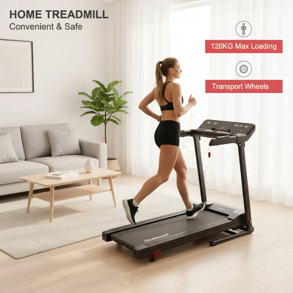 Hsm Motorized Treadmill with Transport Wheels with Manual Incline