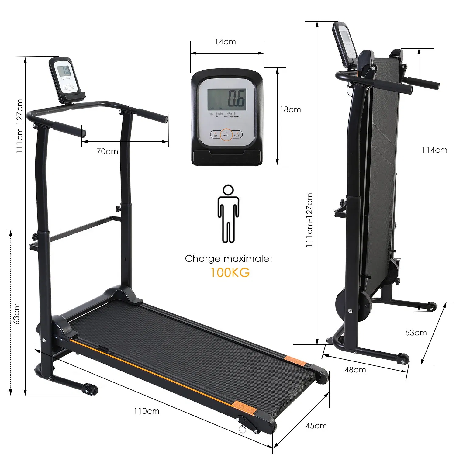 Non-Power Home Use Foldable Walking Manual Treadmill