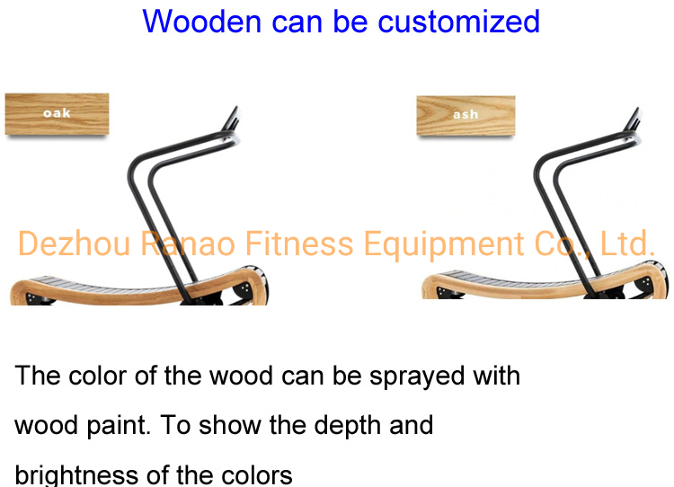 Factory Direct Wholesale Gym Sports Equipment Wooden Unpowered/Manual Curved Treadmill