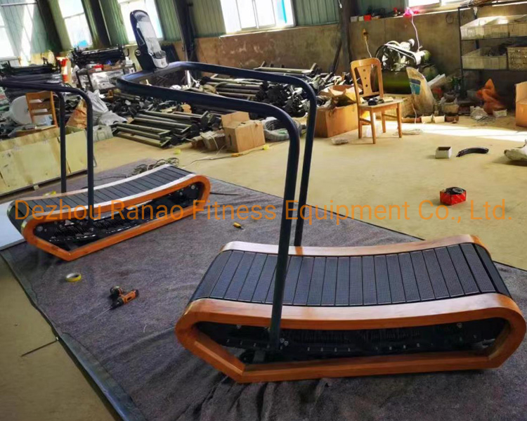 Home Gym Mechanical Non Motorized Motor Zero Anti Gravity Free Wooden Curved Manual/Non Power Treadmill Running Self-Generating Treadmill