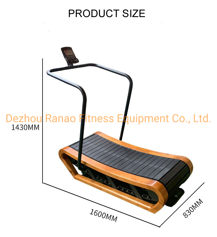 Factory Direct Wholesale Gym Sports Equipment Wooden Unpowered/Manual Curved Treadmill