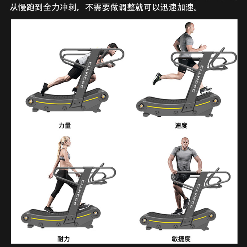 2025 High Quality Curved Non-Motorized Treadmill Commercial Grade Gym Fitness Training Wholesale