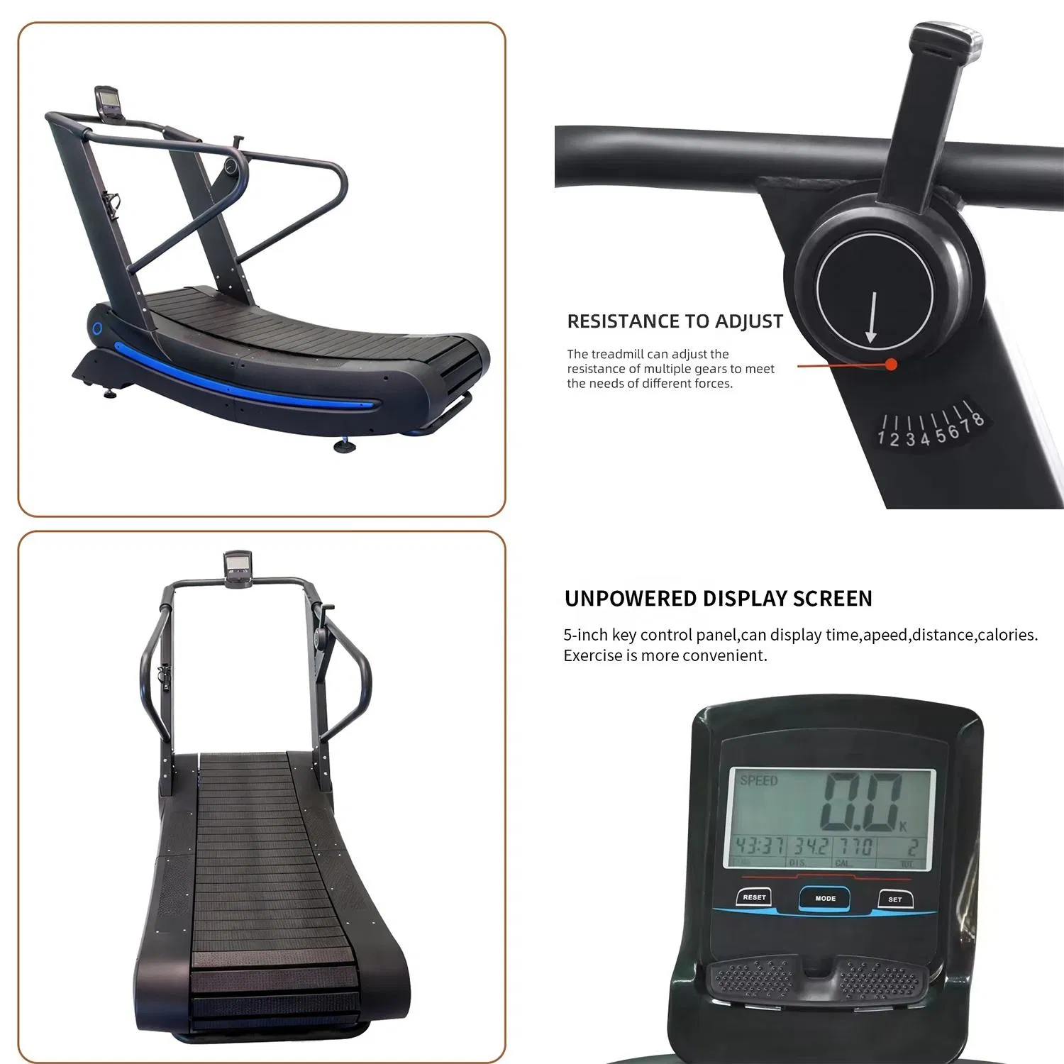 Commercial Heavy Duty Curved Treadmill for Fitness Club Studio