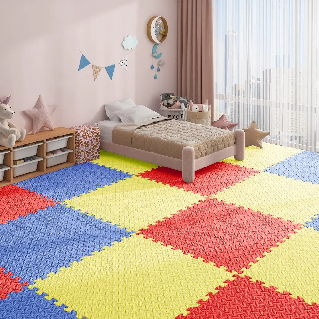 EVA Foam Leaves Pattern Durable Anti Static Tatami Puzzle Interlock Gym Floor Mat