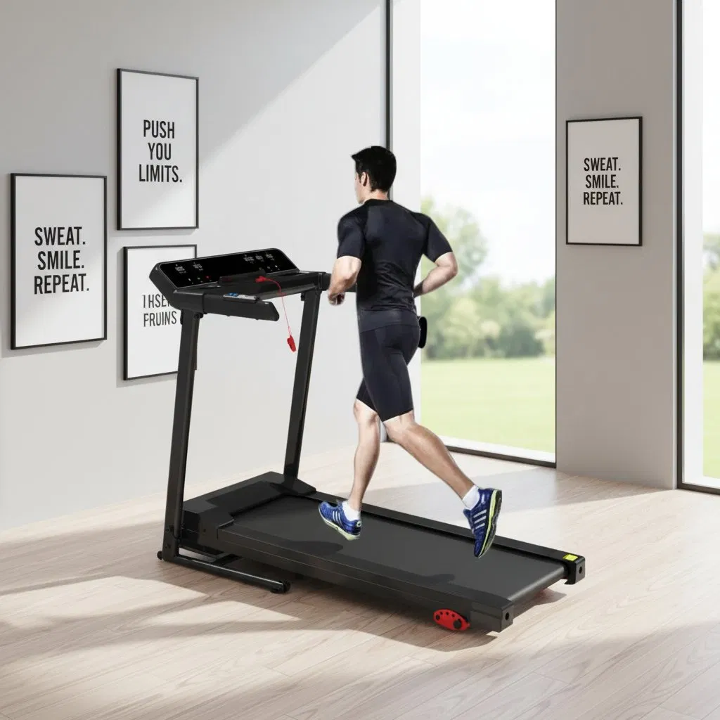 Hsm Motorized Treadmill with Transport Wheels with Manual Incline